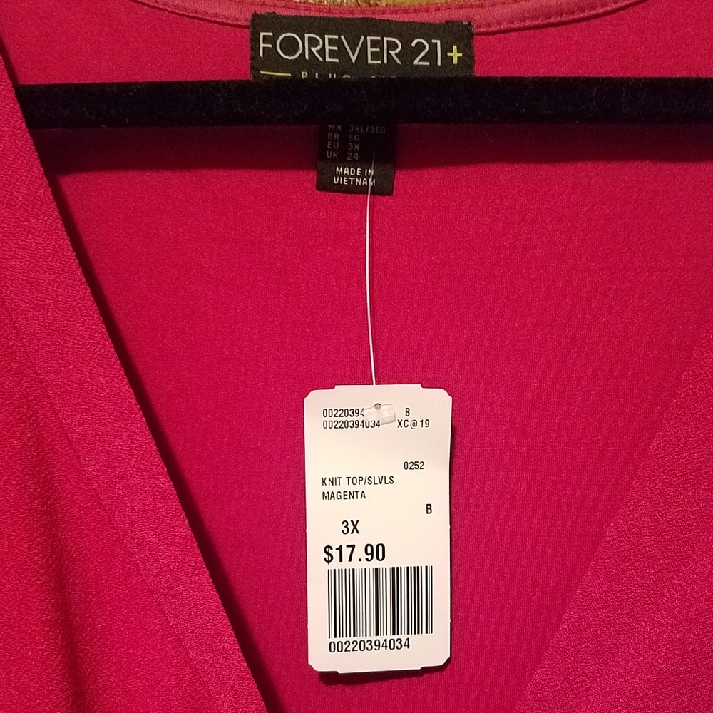NWT Forever 21 Magenta surplice peplum top - 3X - Picture 3 of 4